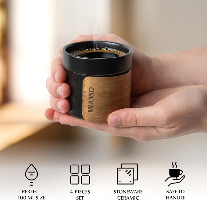 MIAMIO – Espresso Cups Set of 4 Japanese Tea Cups Ceramic/Handleless Mug - Image 5