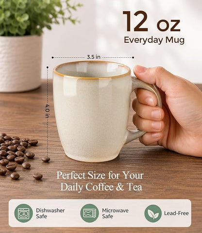 GBhome 12OZ Coffee Mugs Set of 6, Stoneware Coffee Mugs Set, Dishwasher & - Image 3