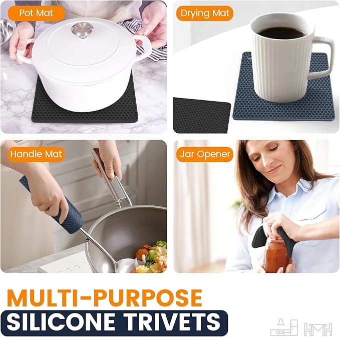 Silicone Trivet Mats 4 Heat Resistant Pot Holders Multipurpose Non-Slip Hot Pads - Image 3