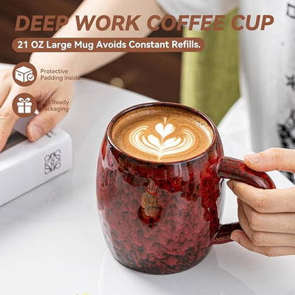 Crimson Magma Ceramic Coffee Mug - 21 oz Large Coffee Cup - Image 5