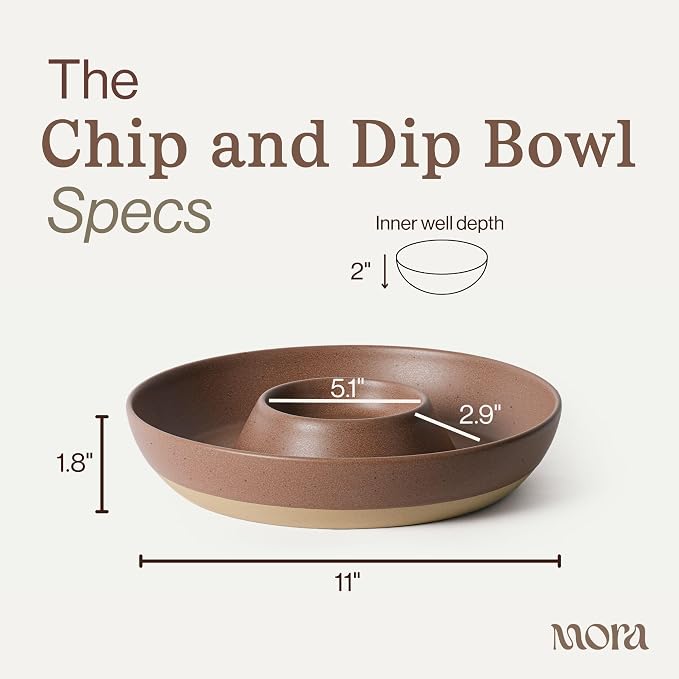 Mora Ceramic Chips and Dip Serving Tray: Large Divided Party Bowl Set - Image 2
