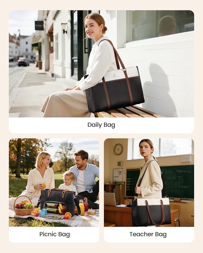 LOVEVOOK Lunch Bag for Women, Work Laptop Tote Bag - Image 2