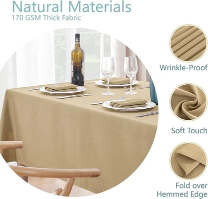Faux Linen Rectangle Tablecloth Waterproof 60x120 inch Table Cloth Stain and Wrinkle Resistant Washable, Decorative Fabric Table Cover for Dining, Kitchen, Wedding and Parties, Coffee