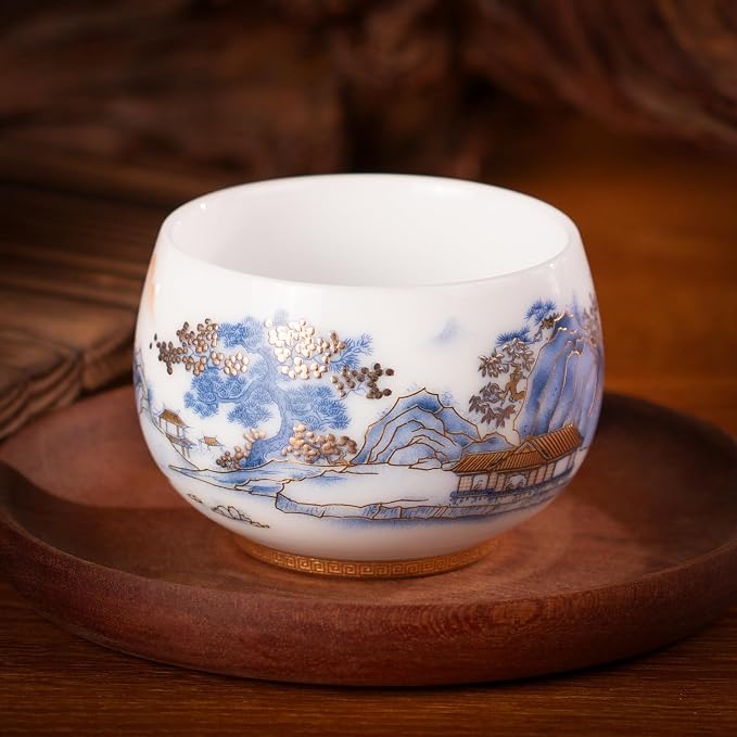 KAMMAK Ceramic Tea Cups Set of 2, 6.3 oz, Vintage Small Teacups, 748N | Hand - Image 3