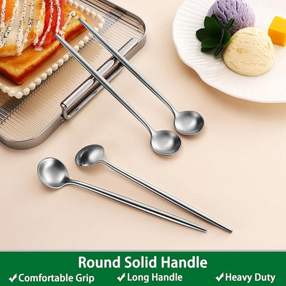 DEHOV 7.95 Inches SS18/10 Long Handle Iced Tea Spoons, Ice Cream, Iced - Image 5
