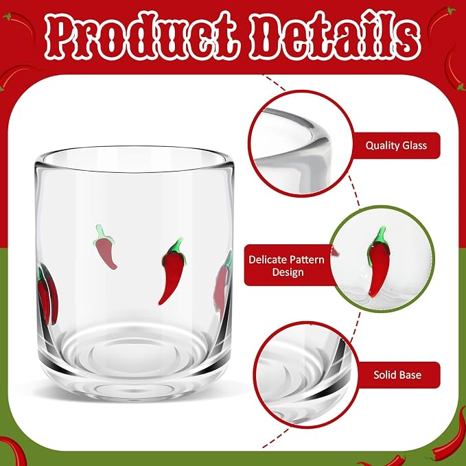 SiliFine 2 PCS Chili Icon Juice Glasses - 14oz Red Chili Stemless Wine Drinking - Image 4