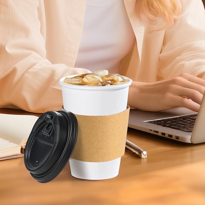 Lamosi 50 Pack 10 oz Disposable Coffee Cups - Image 6
