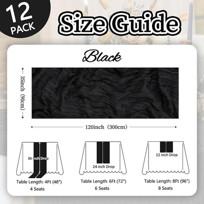 12 Pack Black Cheesecloth Table Runner 35 x 120 Inch | Boho Gauze Cheese Cloth - Image 2