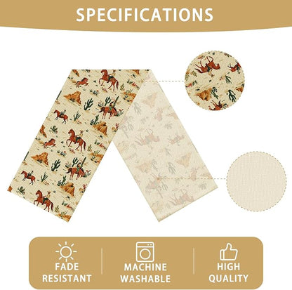 Western Boy Horse Burlap Table Runner Seasonal Spring Fall Kitchen Dining Linen - Image 5