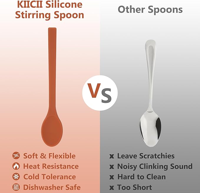 4PCs Silicone Stirring Spoons for Coffee Tea | 6.85-Inch Coffee&Espresso - Image 4