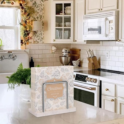 Livabber Napkin Holder, Metal Napkin Storage Modern Freestanding Tissue Paper Dispenser for Table Kitchen Countertop (Marble Base, Chrome)