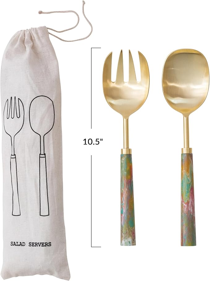 Creative Co-Op 2-Piece Stainless Steel Salad Servers - Image 2