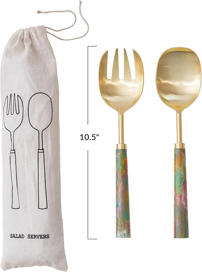 Creative Co-Op 2-Piece Stainless Steel Salad Servers - Image 2