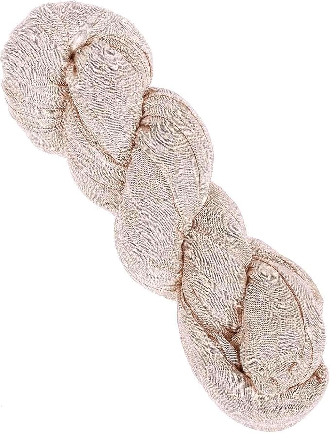 Efavormart 10ft Warm Beige Cheesecloth Table Runner - Image 3