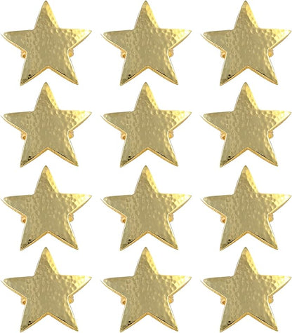 ALPHA Living HOME Napkin Rings Set of 12, Star Napkin Holders, Rustic Napkin Rings, Premium Metal Napkin Ring Bulk for Party Decoration, Dinning Table, Everyday, Family Gatherings (Gold)