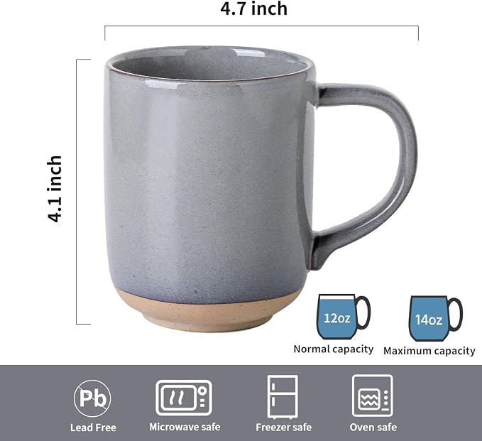 HASENSE Coffee Mugs, 12 OZ Coffee Cups Ceramic Set of 4 - Image 2