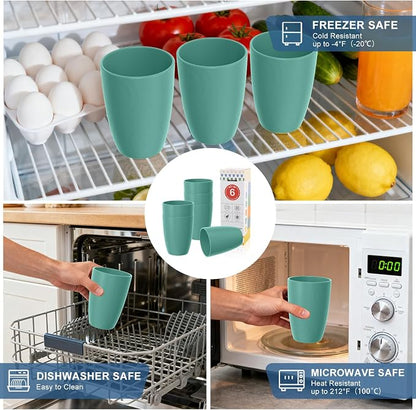 Reusable Wheat Straw Cups 6 PCS, Unbreakable 16 OZ Plastic Cup Alternative - Image 4