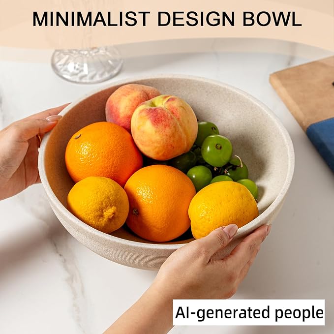 Large Decorative Fruit Bowl, 10.43" Modern Snack Candy Bowl Beige | Sandstone - Image 5