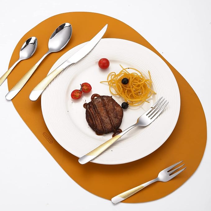 A·HOUSEWARE Hammered Silverware Gold and Silver Flatware Stainless Steel - Image 9