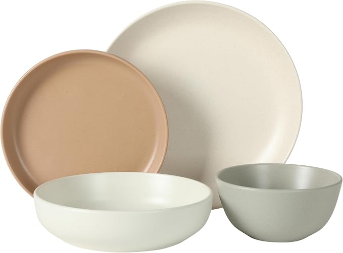 Gibson Elite Leeds Court Plates and Bowls Sets, 16-Piece Stoneware Dinnerware - Image 7