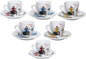 Lorren Home Porcelain Espresso Cups and Saucers, Vespa Scene Design, 3 Oz by LorrenHomeTrends