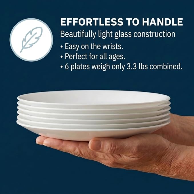 Corelle Vitrelle 6-Piece Salad Plates Set Triple Layer Glass and Chip Resistant - Image 5