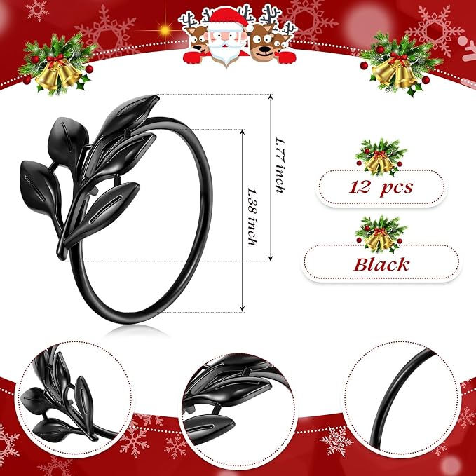 WILLBOND Leaf Napkin Rings Holders Fall Party Napkin Rings - Image 2
