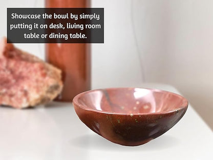 Red Jasper Crystal Bowl - 2 Inch Decorative Bowls for Room and Home Decor - Gemstone Healing Crystals for Elegant Display, Positive Energy Balance and Gift