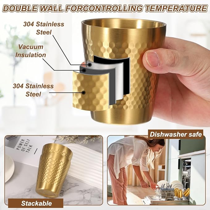 uxcell 2 Pcs Stainless Steel Cups, 10oz/300ml Metal Cups Diamond Textured - Image 7