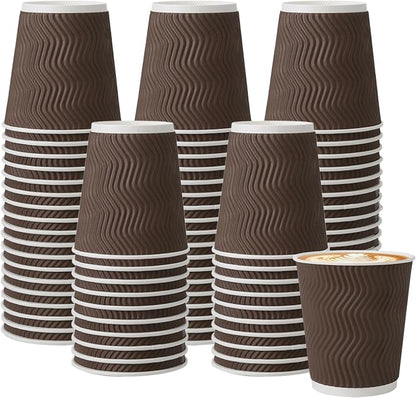 BYSNOW 150 Pack 8 oz Coffee Cups, Insulated Disposable Hot Paper Cups | by BYSNOW
