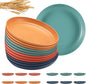 12 Pcs Unbreakable Deep Dessert Plates Set, 8 inch Reusable Plastic Wheat Straw Plates, Microwave and Dishwasher Safe Plate for Kitchen, Lightweight Plate for Dessert, BPA Free, 4 Colors