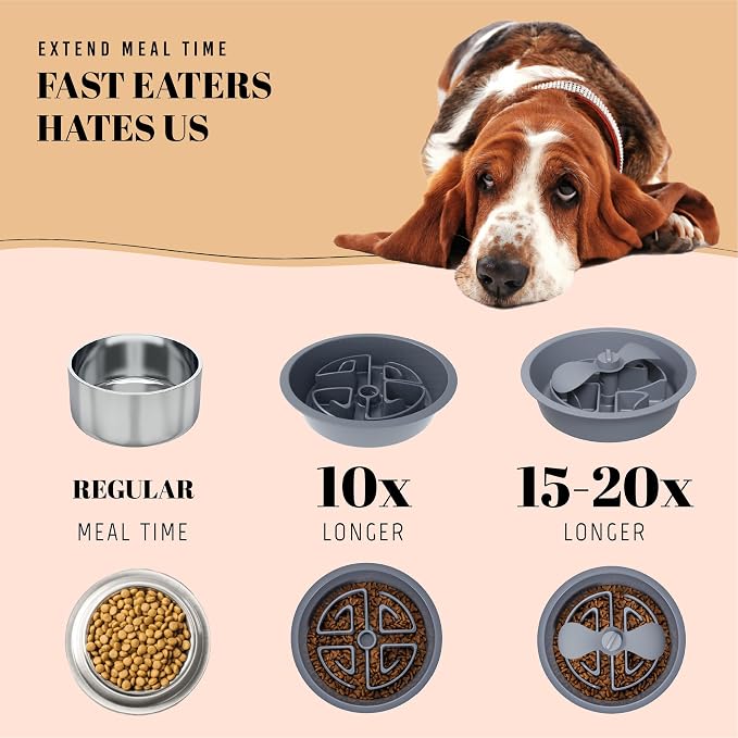AVERYDAY Slow Feeder Dog Bowls for Large Breed, 2.5 Cups Deep Food Puzzle Bowl - Image 5