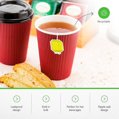 Restaurantware 12 Ounce Ripple Wall Disposable Coffee Cups, 500 Insulated - Image 6
