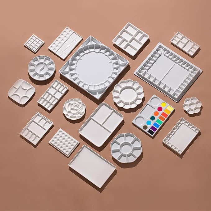 MEEDEN Studio Ceramic Paint Palette, Porcelain Watercolor Palette - Image 7