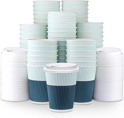 Disposable Coffee Cups With Lids - 12 oz To Go Coffee Cups With Sturdy Lids - Image 2