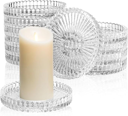 Elsjoy 12 Pack 4 Inch Modern Clear Coaster Set, Round Pillar Candle Holder - Image 3