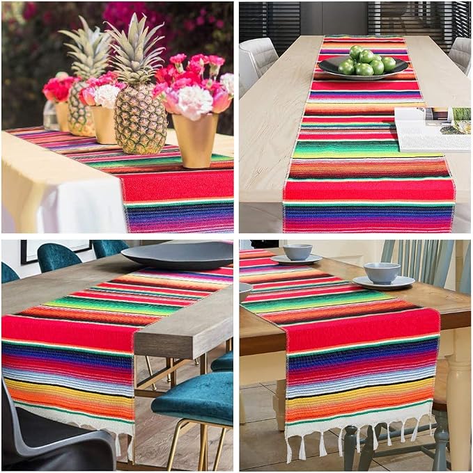 Fowecelt Mexican Serape Table Runner 14 x 84 Inch - Image 6