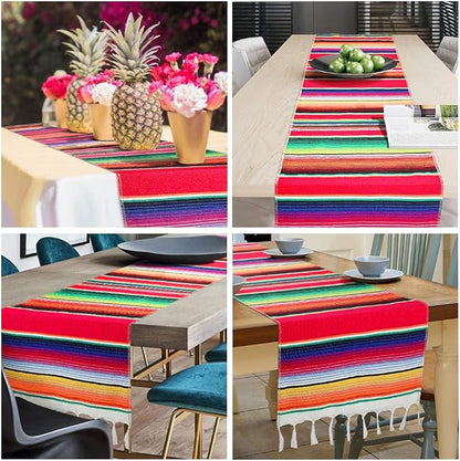 Fowecelt Mexican Serape Table Runner 14 x 84 Inch - Image 6
