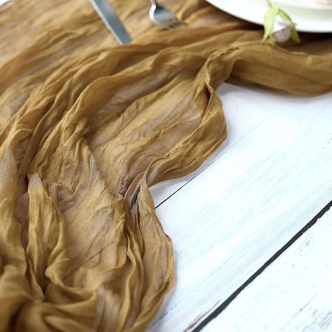 Efavormart 10ft Gold Cheesecloth Table Runner - Image 6