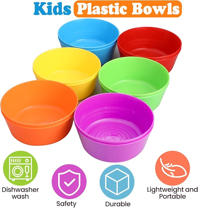 Foaincore Kids Plastic Bowls 10 oz Cereal Snack Microwave Dishwasher Safe - Image 3