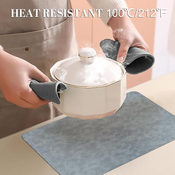 BLESWIN Faux Leather Placemats, PU Dining Table, Waterproof and Oil Resistant Easy to Clean, Heat Resistant Reversible Use Table Mats for Kitchen, Dining Table, Outdoor – 12 × 17 Inch, Grey&Dark Grey