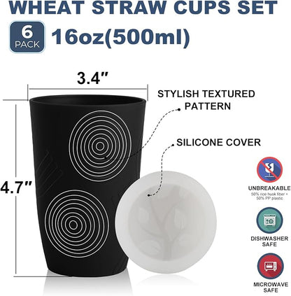Wrova Wheat Straw Cups 16oz Set of 8 - Image 2