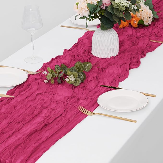 15 Pack Hot Pink Cheesecloth Table Runner 17 x 108 inch Cheese Cloth Table - Image 4