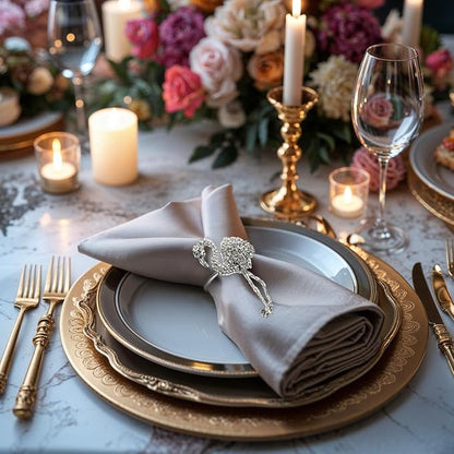 Decozen Set of 16 Silver Napkin Rings in Flamingo Design Festive Table Decor Setting for Holiday Wedding, Birthday, Kitchen, Home Decor Housewarming Gift - Mothers Day Decorations
