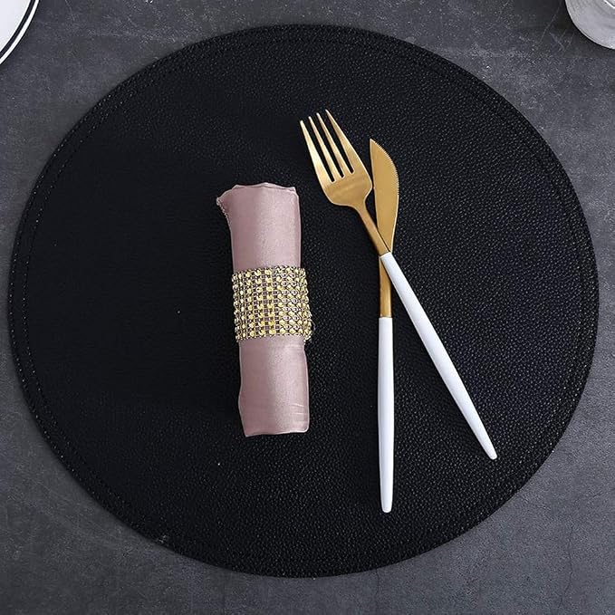 Set of 6 Faux Leather Round Placemats and Coasters, Coffee Mats Kitchen Table - Image 4