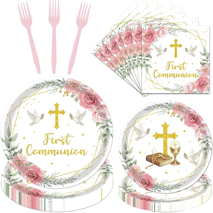 Rakuto First Communion Party Decorations, Serve 24 by Rakuto