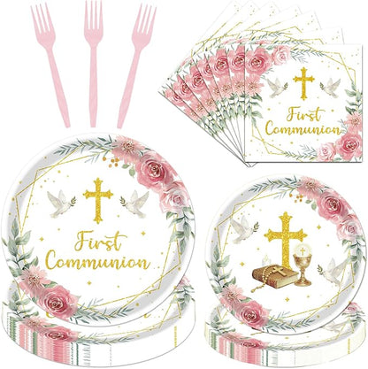Rakuto First Communion Party Decorations, Serve 24 by Rakuto