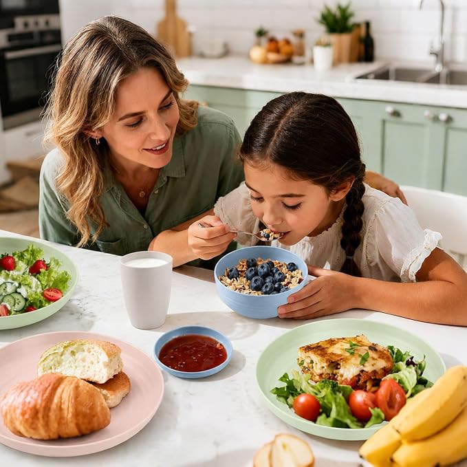 Wheat Straw Dinnerware Sets for 4, 16 Piece Unbreakable Kids Dinnerware Set - Image 2