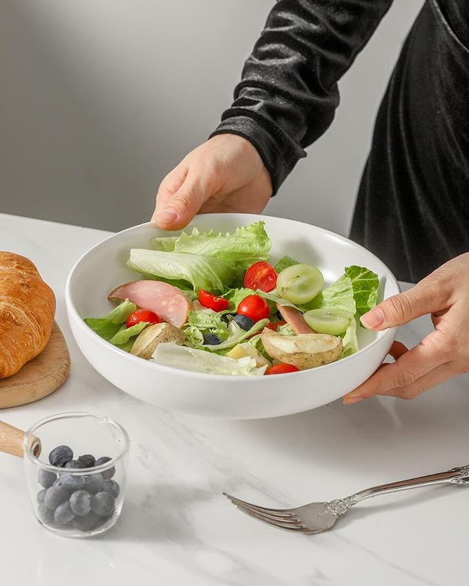 Pasta Bowls Set of 4, Stoneware 34 oz Salad Bowls, Ceramic Bowl Plates - Image 3