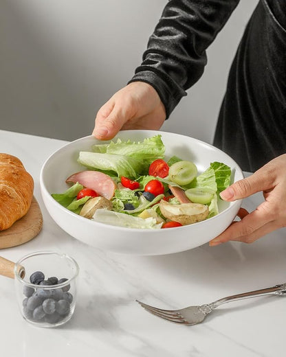 Pasta Bowls Set of 4, Stoneware 34 oz Salad Bowls, Ceramic Bowl Plates - Image 3